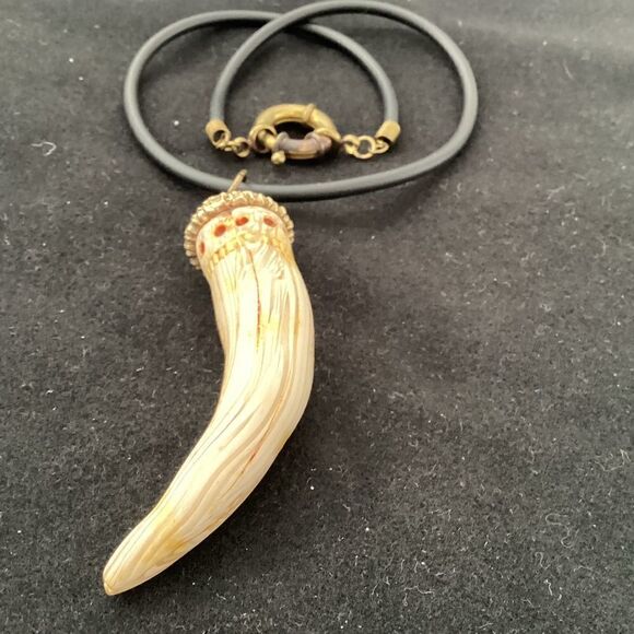 OOAK handmade necklace faux ivory pendant. J0033 - Picture 3 of 6